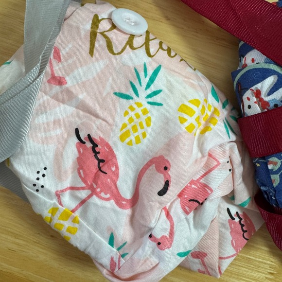 8 Scrub Hat Bouffant Ponytail Caps, Buttons Washable Reusable Cotton Prints - Picture 5 of 11